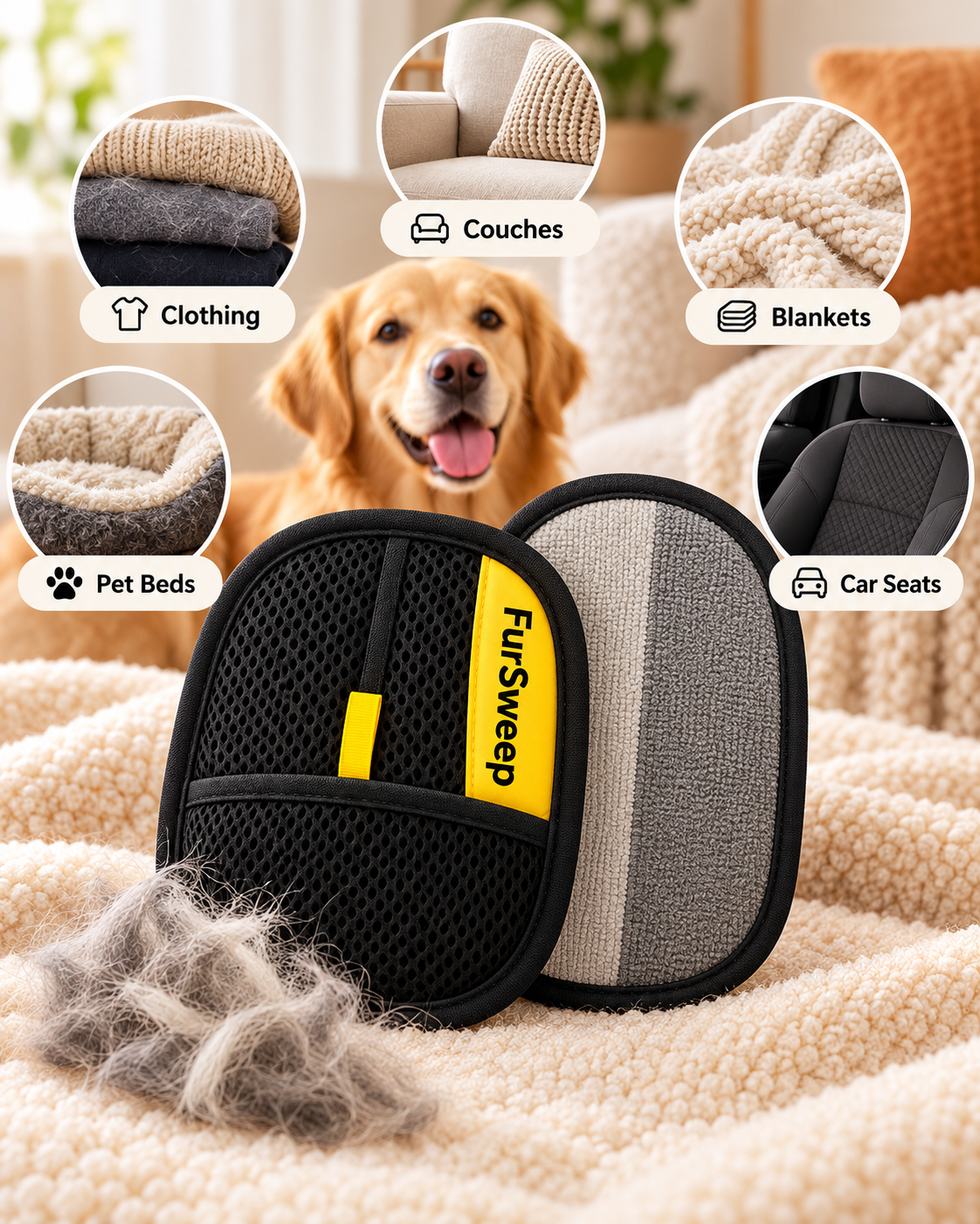 FurSweep™ Pet Hair Remover Mitt