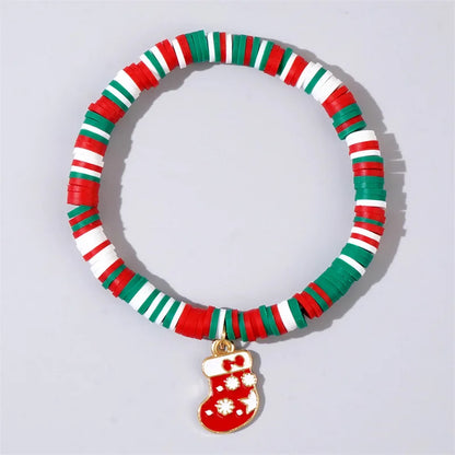 Christmas polymer clay pendant bracelet