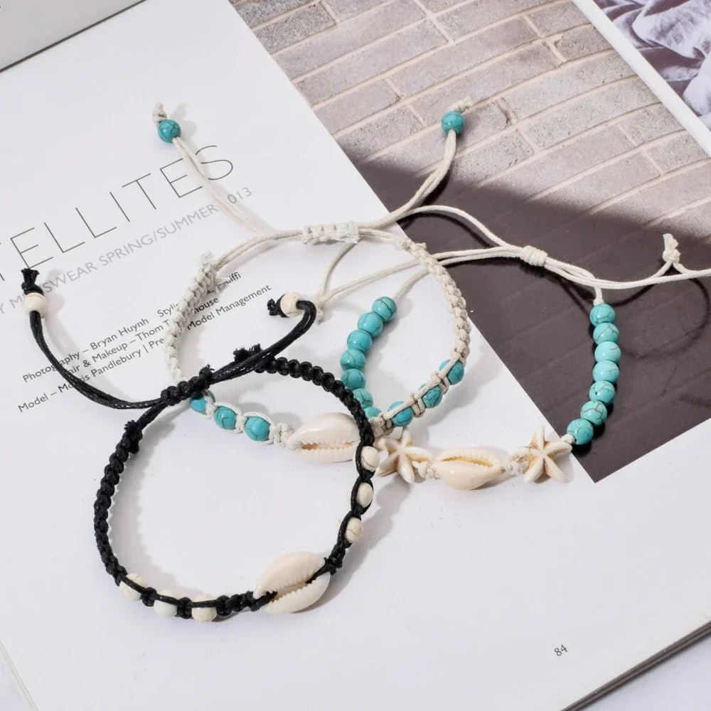 Summer Starfish Shell Braided Bracelet